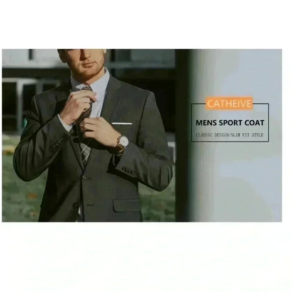 New Slim Fit Mens Size XL/42 Mens Sport Jacket 2 pocket Black - Picture 3 of 11